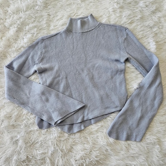 Frank &‎ Oak Blue 100% Merino Wool Asymmetrical Hem Turtleneck Sweater. Size XXS - Picture 1 of 10